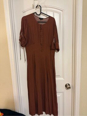 J. Crew Rust Dot Button-Front Maxi Dress